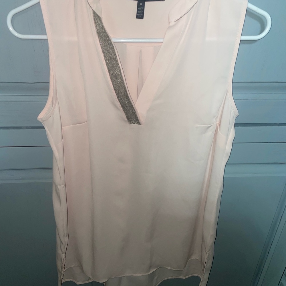 White House Black Market Tunic Top size 0 Sleevless V-Neck Pink